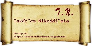 Takács Nikodémia névjegykártya
